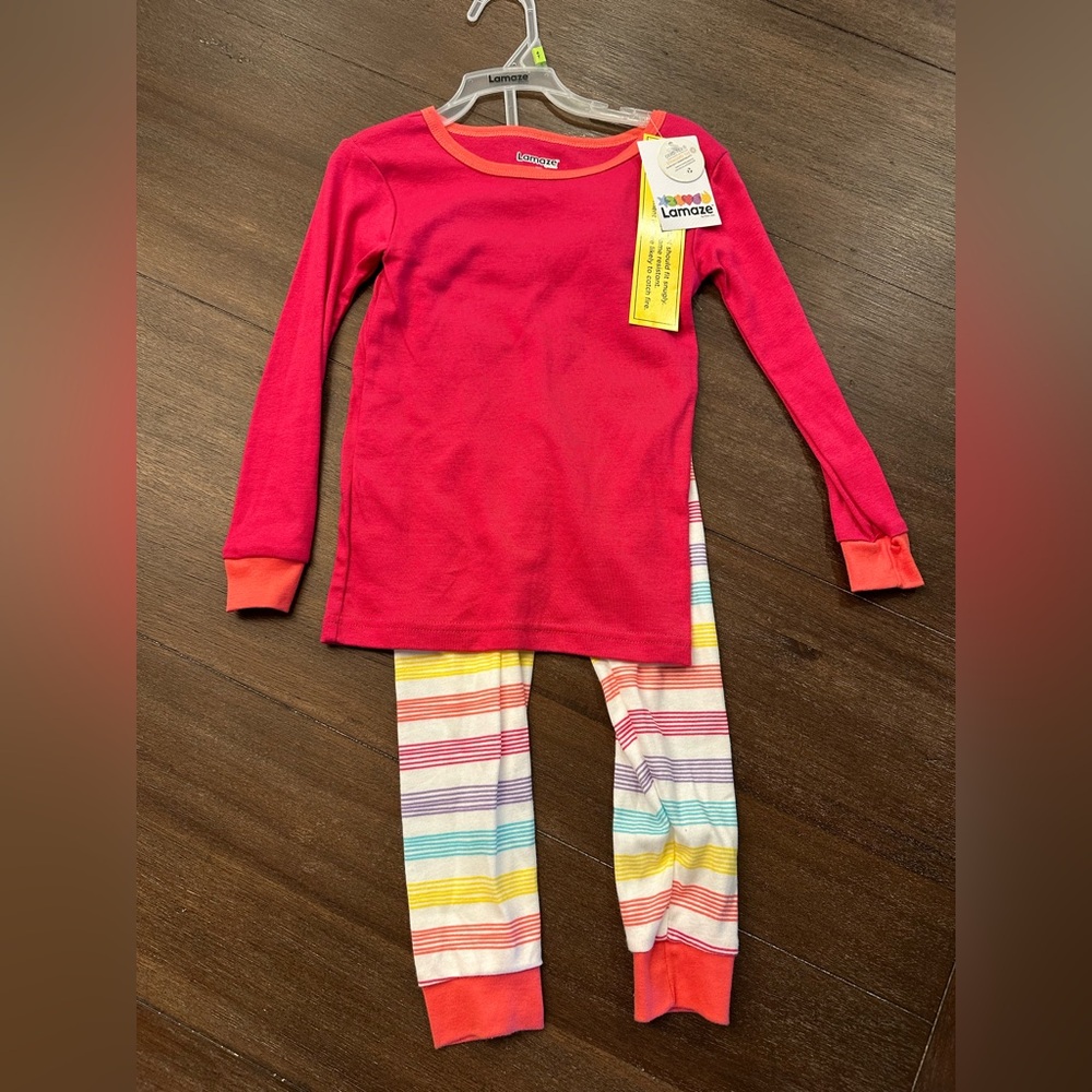 Lamaze Kids Pink Pajama Set with Colorful Stripes